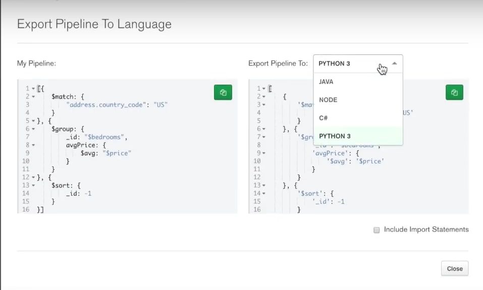 NodeJS MongoDB Aggregation - Export Aggregation Pipeline to NodeJS
